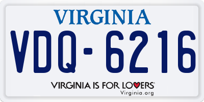 VA license plate VDQ6216