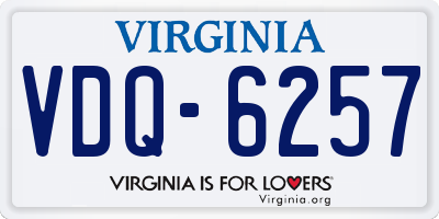 VA license plate VDQ6257
