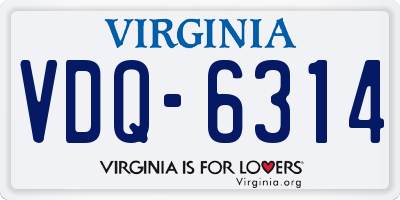 VA license plate VDQ6314