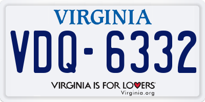 VA license plate VDQ6332