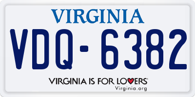VA license plate VDQ6382