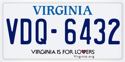 VA license plate VDQ6432