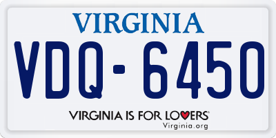 VA license plate VDQ6450