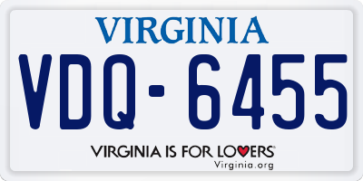 VA license plate VDQ6455