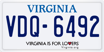 VA license plate VDQ6492