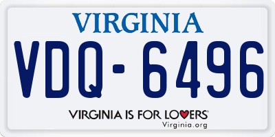 VA license plate VDQ6496