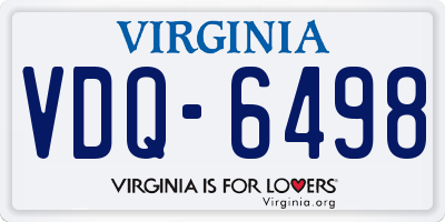 VA license plate VDQ6498