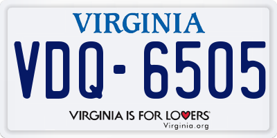 VA license plate VDQ6505