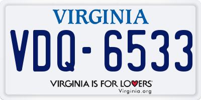VA license plate VDQ6533