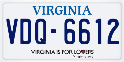 VA license plate VDQ6612