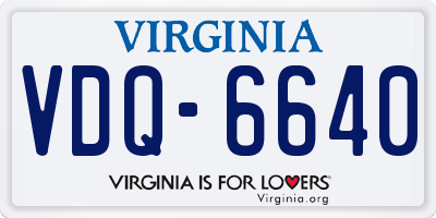 VA license plate VDQ6640