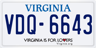 VA license plate VDQ6643