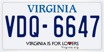 VA license plate VDQ6647