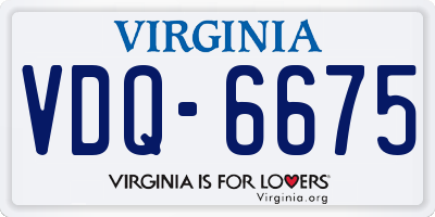 VA license plate VDQ6675