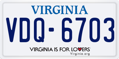 VA license plate VDQ6703