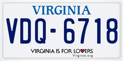 VA license plate VDQ6718