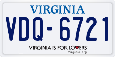 VA license plate VDQ6721
