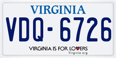 VA license plate VDQ6726