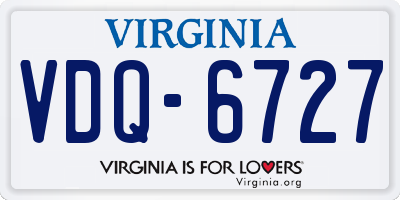 VA license plate VDQ6727