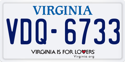 VA license plate VDQ6733