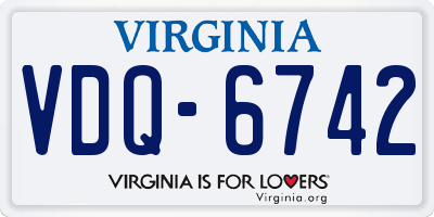 VA license plate VDQ6742