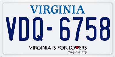 VA license plate VDQ6758