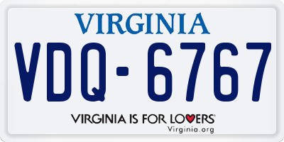 VA license plate VDQ6767