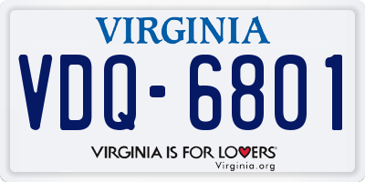 VA license plate VDQ6801