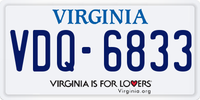 VA license plate VDQ6833