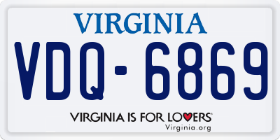 VA license plate VDQ6869