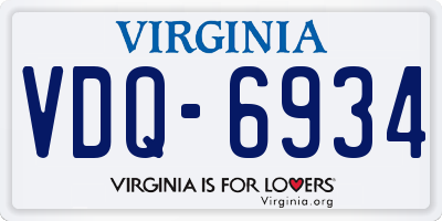 VA license plate VDQ6934
