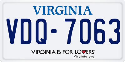 VA license plate VDQ7063