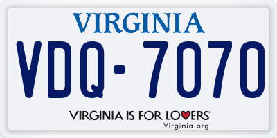 VA license plate VDQ7070