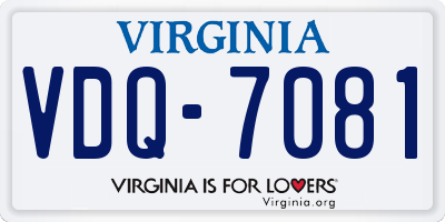 VA license plate VDQ7081