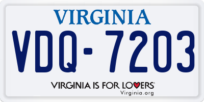 VA license plate VDQ7203