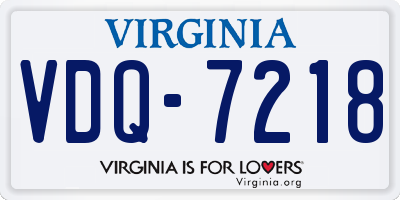 VA license plate VDQ7218