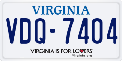 VA license plate VDQ7404