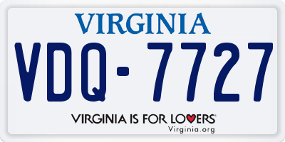 VA license plate VDQ7727