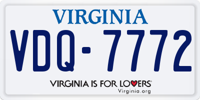 VA license plate VDQ7772