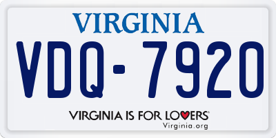 VA license plate VDQ7920
