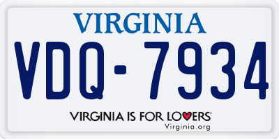 VA license plate VDQ7934