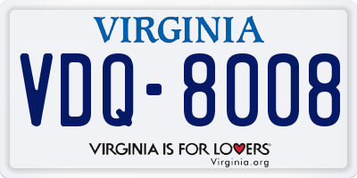 VA license plate VDQ8008