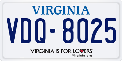 VA license plate VDQ8025