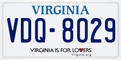 VA license plate VDQ8029