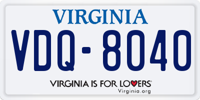 VA license plate VDQ8040