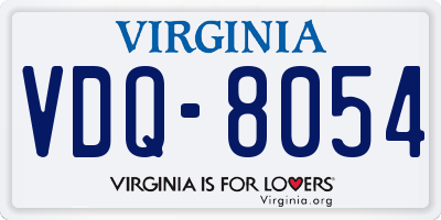 VA license plate VDQ8054