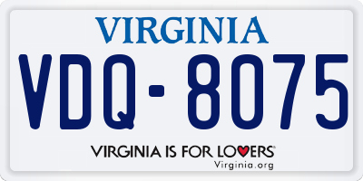 VA license plate VDQ8075