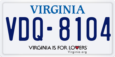 VA license plate VDQ8104