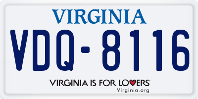 VA license plate VDQ8116