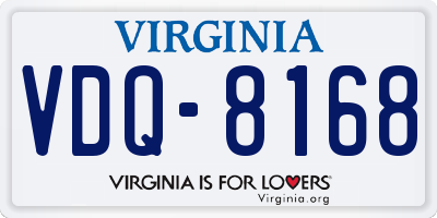 VA license plate VDQ8168